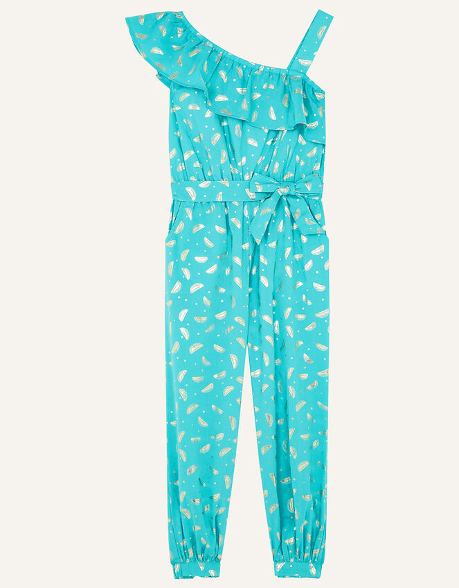 Watermelon Foil Jumpsuit in Organic Cotton , Green (GREEN), large