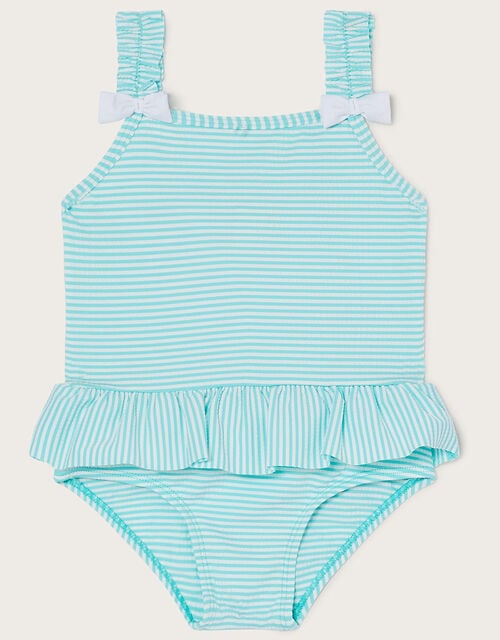Baby Seersucker Swimsuit, Blue (AQUA), large