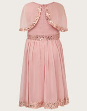 Callie Sequin Cape Sleeve Dress, Pink (DUSKY PINK), large