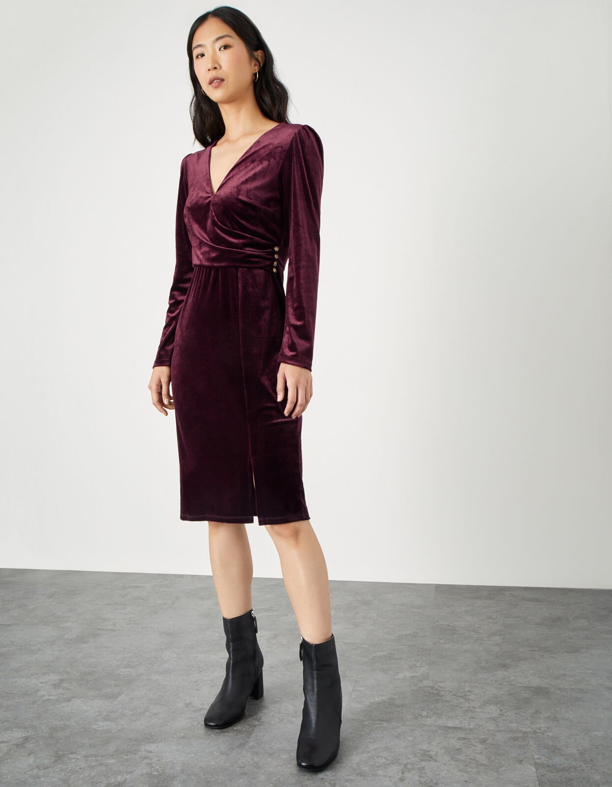 Shelly Plain Velvet Dress Red
