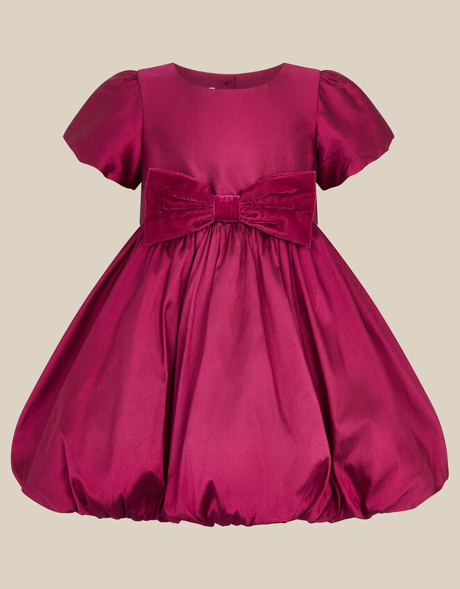 Baby Velvet Bow Bubble Hem Party Dress, Red (RED), large