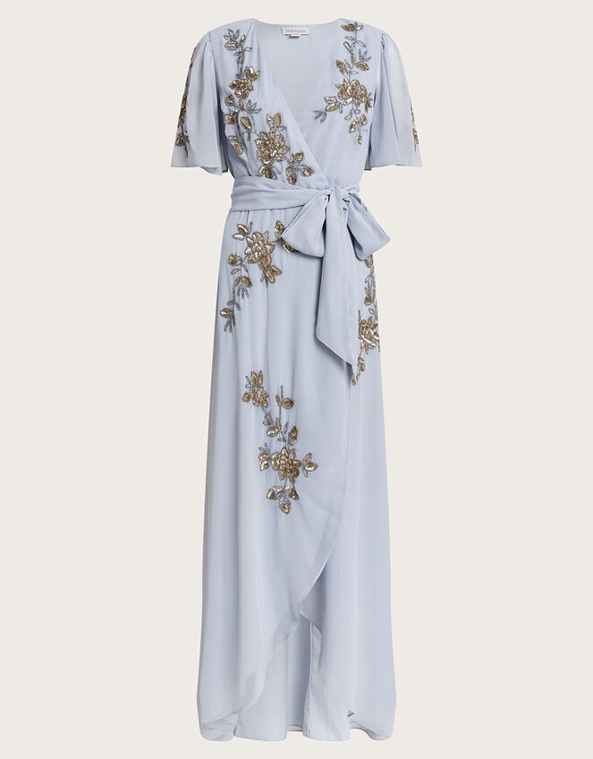 Sarah Embellished Wrap Dress , CLOUD, large
