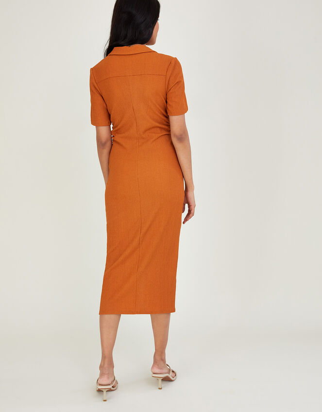 Button Through Jersey Shirt Dress, Orange (RUST), large