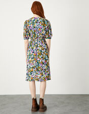 Floral Wrap Dress in Sustainable Viscose, Green (GREEN), large