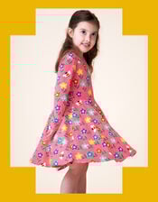 Frugi Sofia Printed Skater Dress, Pink (PINK), large