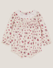 Newborn Floral Print Romper, Ivory (IVORY), large