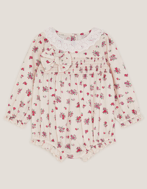 Newborn Floral Print Romper, Ivory (IVORY), large
