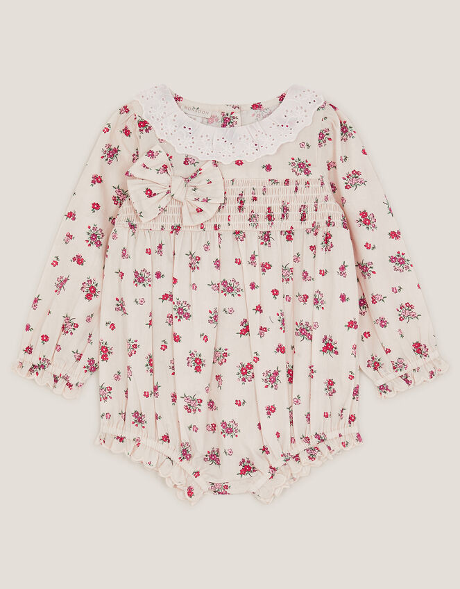 Newborn Floral Print Romper, Ivory (IVORY), large