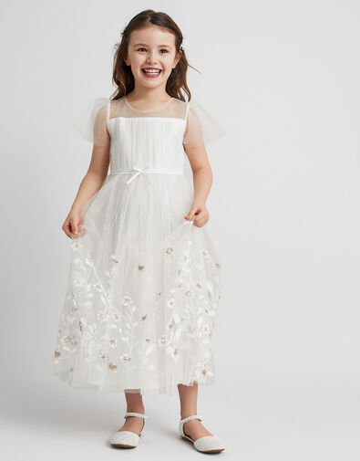 Liliana Border Embroidered Dress, Ivory (IVORY), large