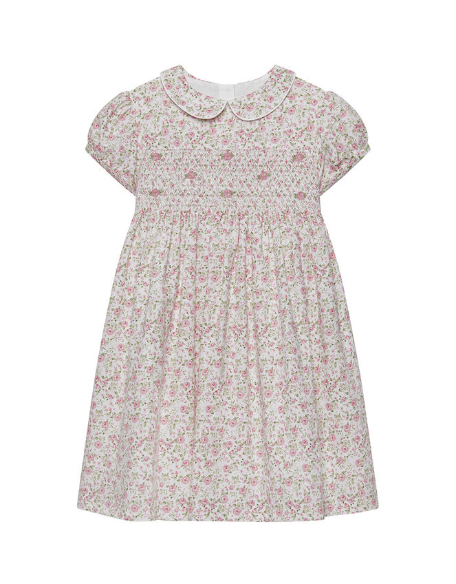 Trotters Rose Print Smock Dress, Pink (PINK), large