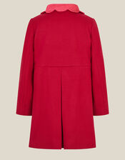 Scallop Collar Coat, Red (BURGUNDY), large