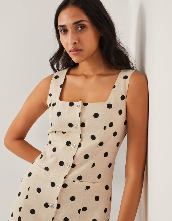 Isabel Polka Dot Midi Dress, Ivory (IVORY), large