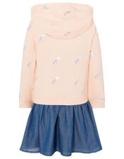 Sequin Shooting Star Hooded 2-in-1 Dress, Nude (NUDE), large