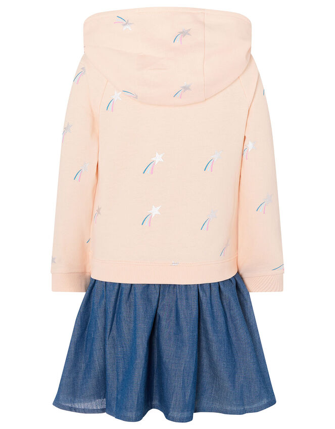 Sequin Shooting Star Hooded 2-in-1 Dress, Nude (NUDE), large