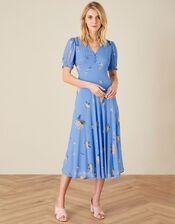 Anastasia Floral Midi Dress, Blue (BLUE), large