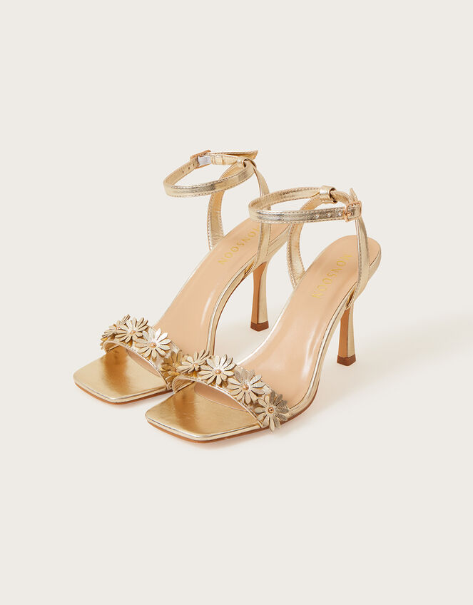 Metallic Flower Sandals, Gold (GOLD), large