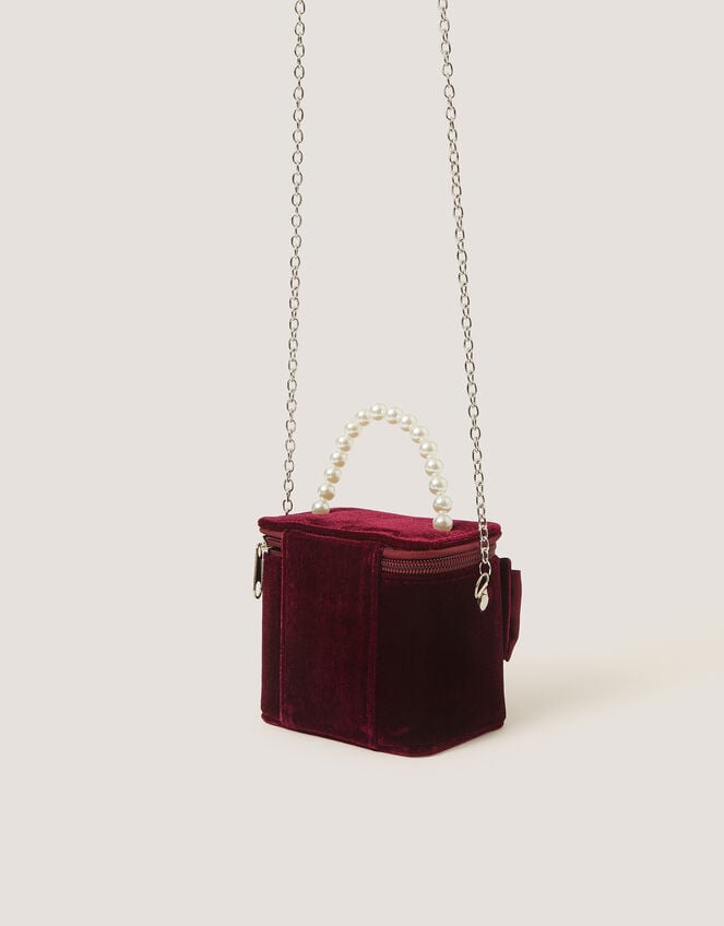 Bow Velvet Bag , Red (BURGUNDY), large