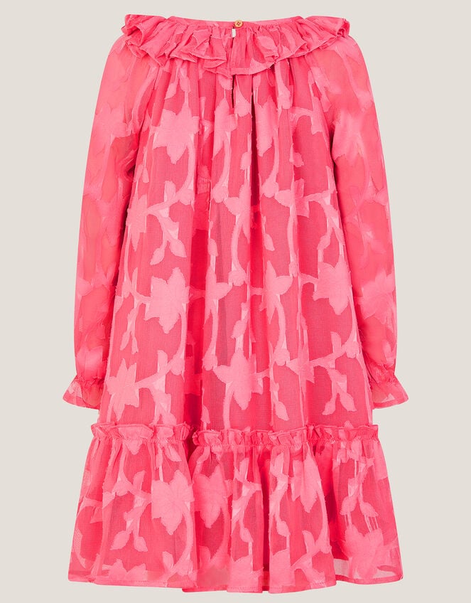 Floral Burnout Long Sleeve Dress, Pink (PINK), large