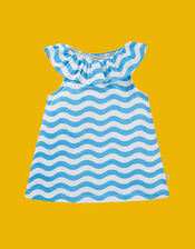 Frugi Wavy Stripe Top, Blue (BLUE), large