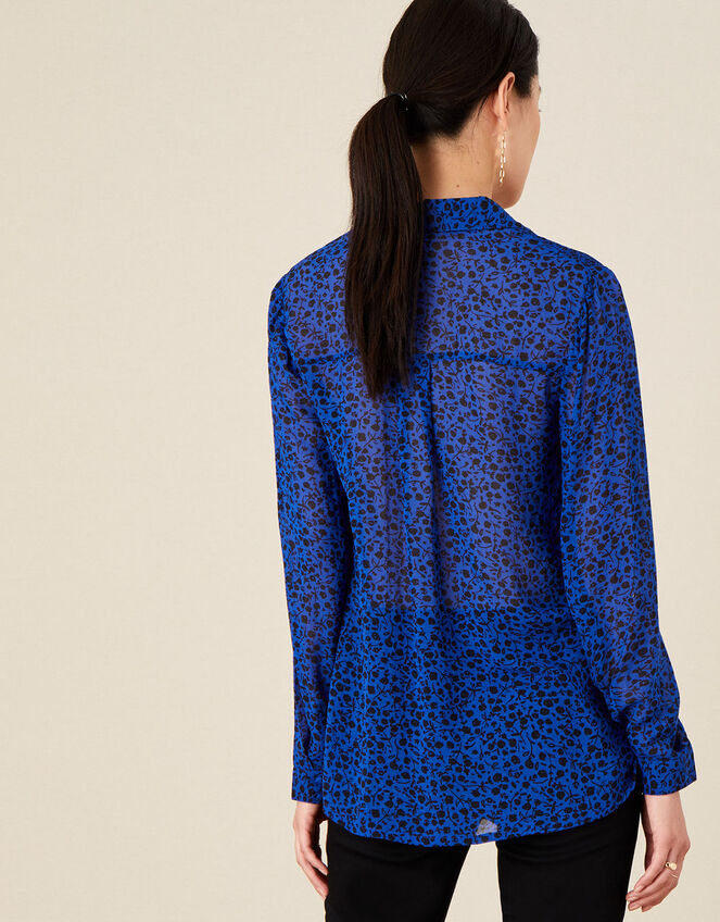 Ditsy Floral Longline Blouse, Blue (COBALT), large