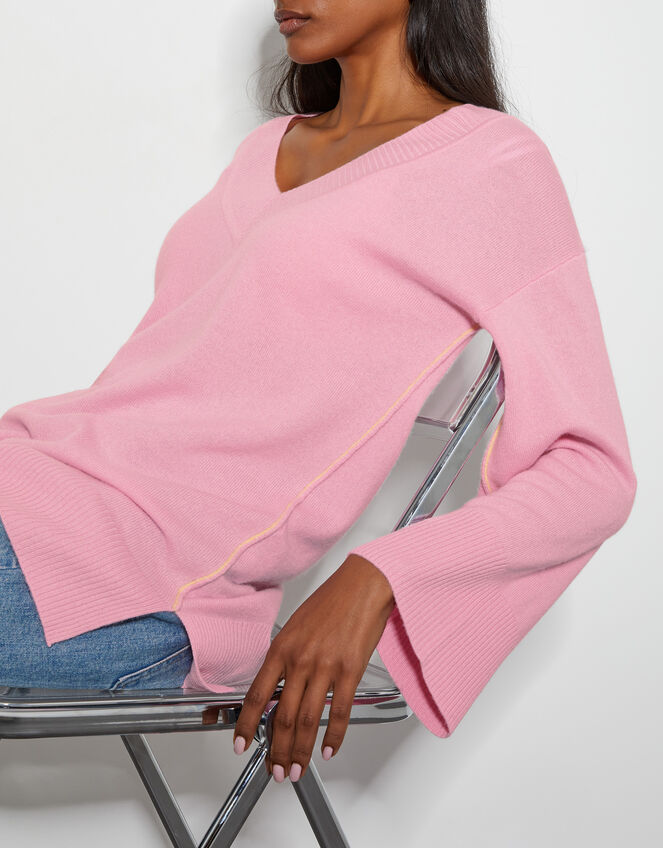 Cree V-Neck Cashmere Jumper, Pink (PINK), large