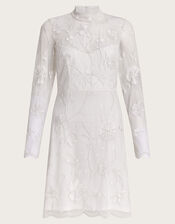 Krystyna Embroidered Short Dress, Ivory (IVORY), large