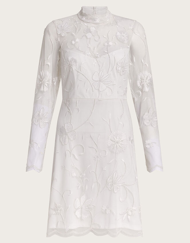Krystyna Embroidered Short Dress, Ivory (IVORY), large