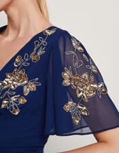 Sarah Embellished Wrap Dress , Blue (MIDNIGHT), large