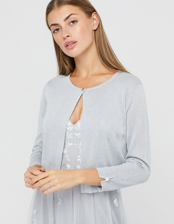 Elyse Metallic Shrug Blue Shrugs Monsoon UK.