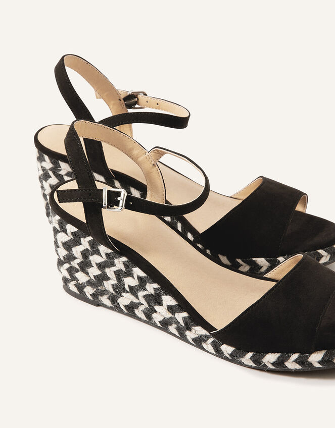 Aztec Design Strappy Wedges, Black (BLACK), large