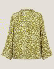 Trinny Hand-Screen Print Shirt, Green (GREEN), large