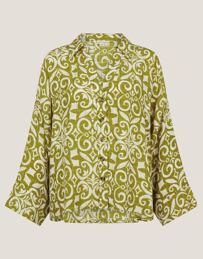 Trinny Hand-Screen Print Shirt, Green (GREEN), large