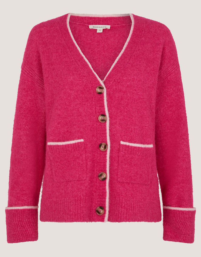 Oona V-Neck Oversized Cardigan , Pink (DARK PINK), large