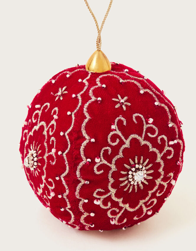 Round Velvet Embellished Bauble , , large
