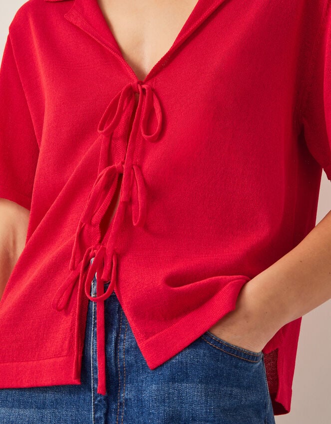 Tia Tie Knitted Cardigan, Red (RED), large