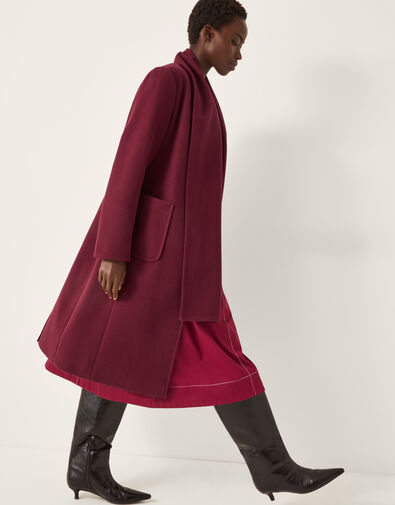 Alicia Scarf Coat, Red (BURGUNDY), large