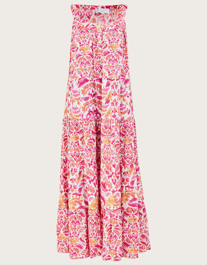 Printed Tiered Cami Midi Dress in LENZING™ ECOVERO™ Pink