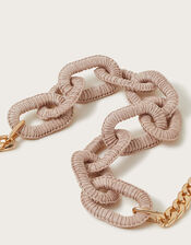 Large Raffia Chain Link Necklace, , large
