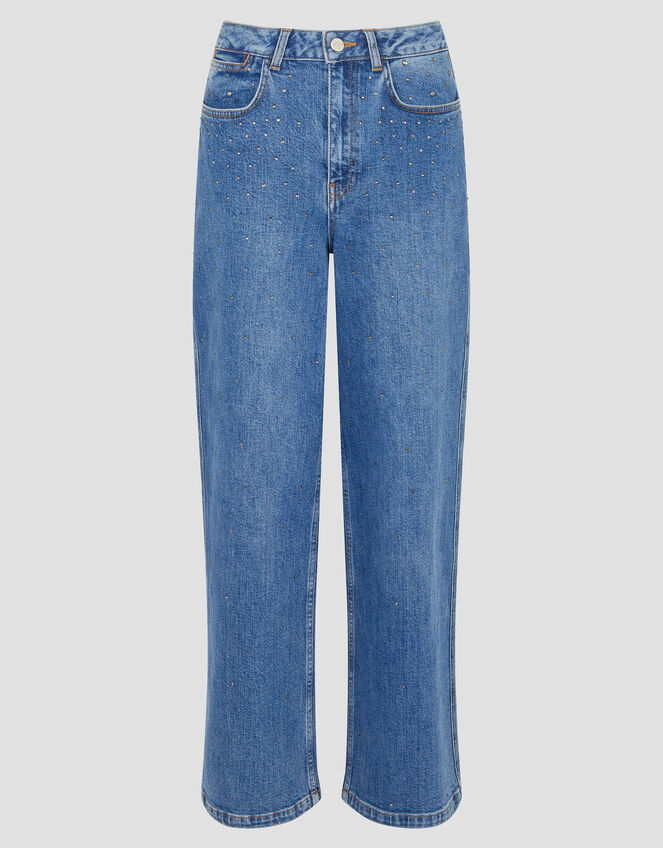 Rita Diamante High Rise Flare Jeans, Blue (MID AUTHENTIC BLUE), large