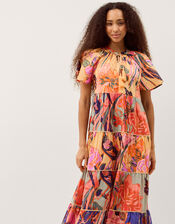 Carmen Floral Tiered Midi Dress, Multi (MULTI), large
