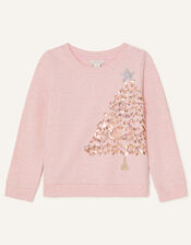 Long Sleeve Christmas Tree Sweatshirt, Pink (PINK), large