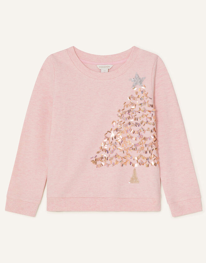 Long Sleeve Christmas Tree Sweatshirt, Pink (PINK), large