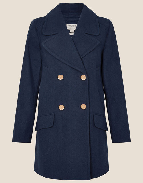 Annabelle Pea Coat Blue | Women's Coats | Monsoon UK.