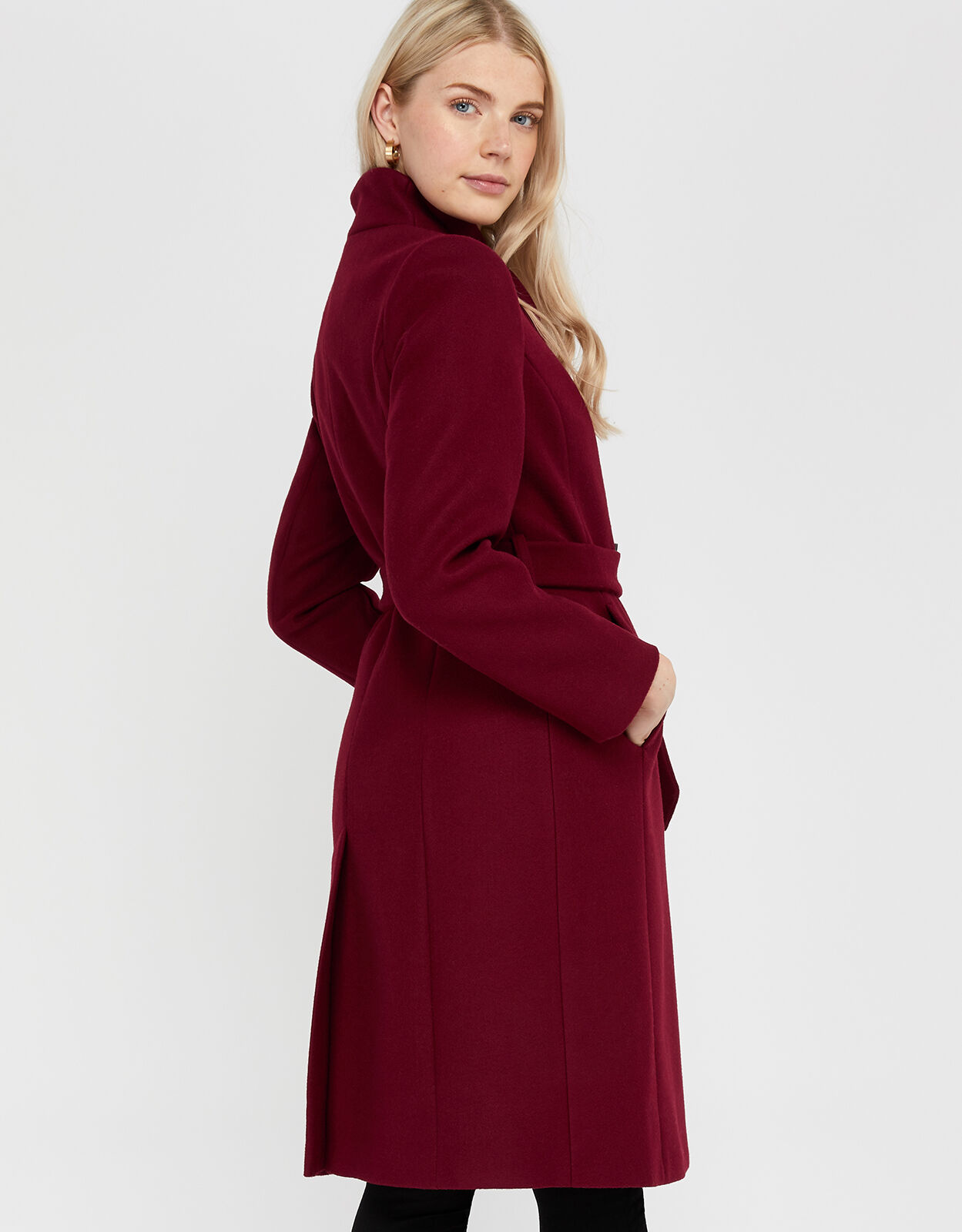 Rita Wrap Collar Long Coat Red Women s Coats Monsoon UK