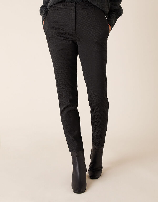 Slim Jacquard Trousers, Black (BLACK), large