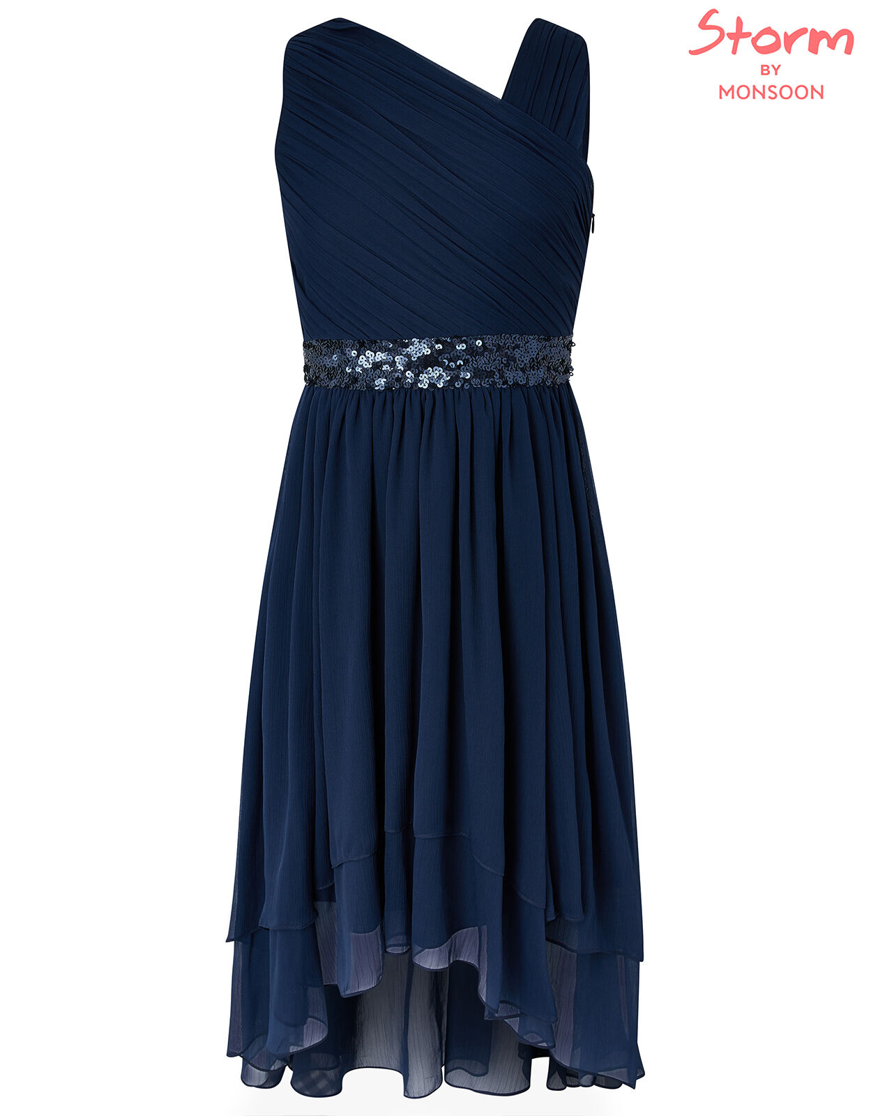 Abigail sequin one shoulder prom dress Blue