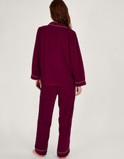 Val Velvet Embroidered Pyjamas, Red (RED), large