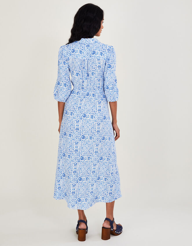 Josephine Geometric Print Midi Dress, Blue (BLUE), large