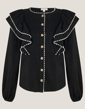 Freya Frill Jersey Blouse, Black (BLACK), large