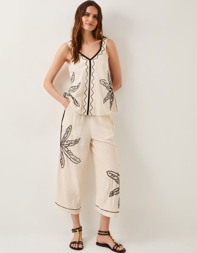 Hope Leaf Embroidered Cami Top, Natural (NATURAL), large